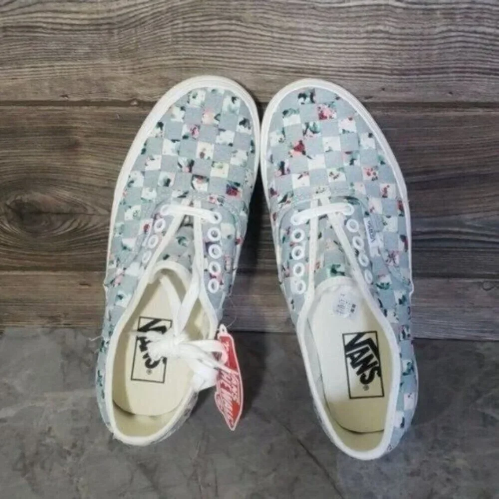 New Vans Authentic Stacked Denim Floral Womens Platform Shoes Size 7 Boho Casual